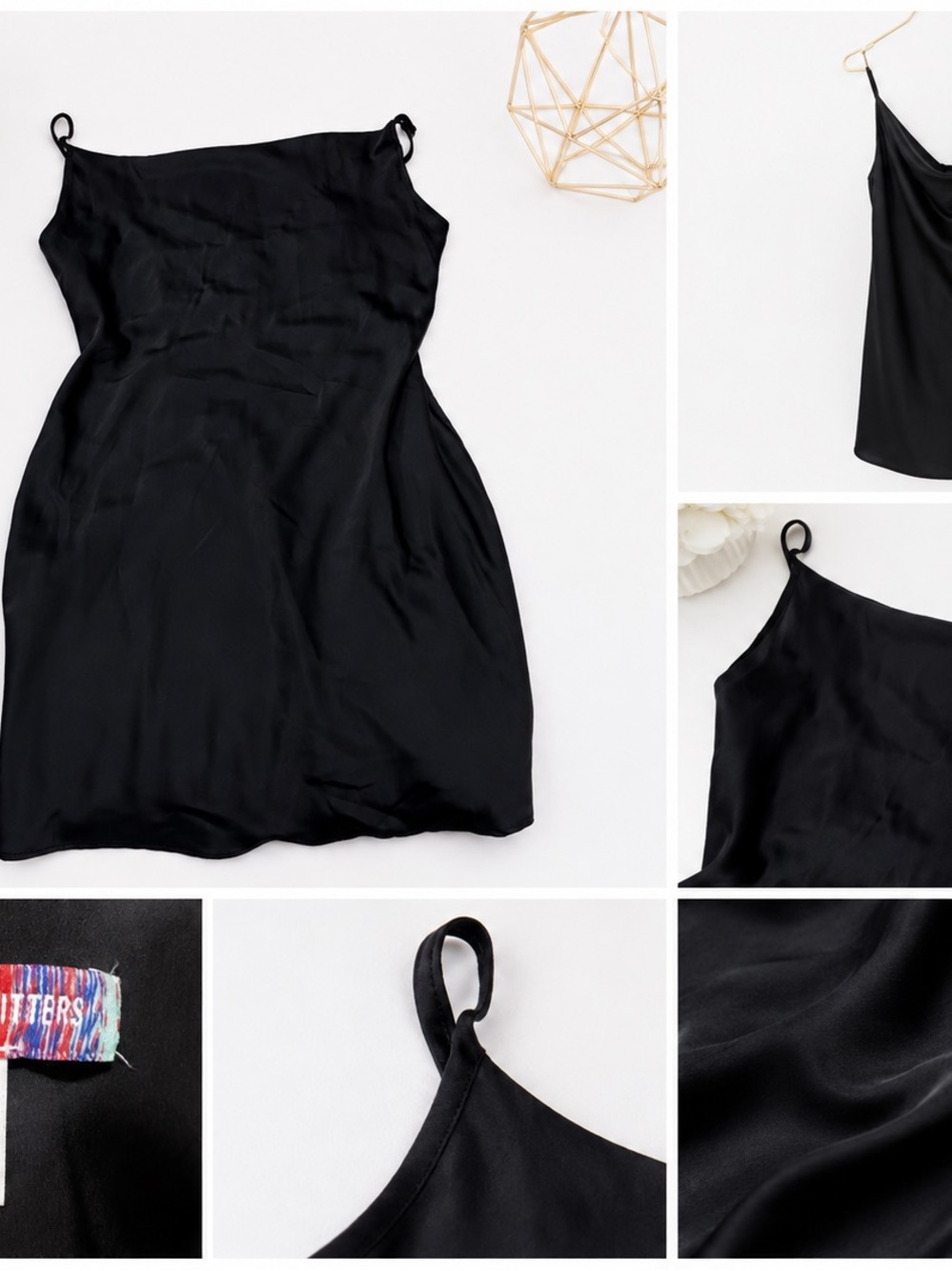 Urban Outfitters Black Satin Mini Slip Dress
